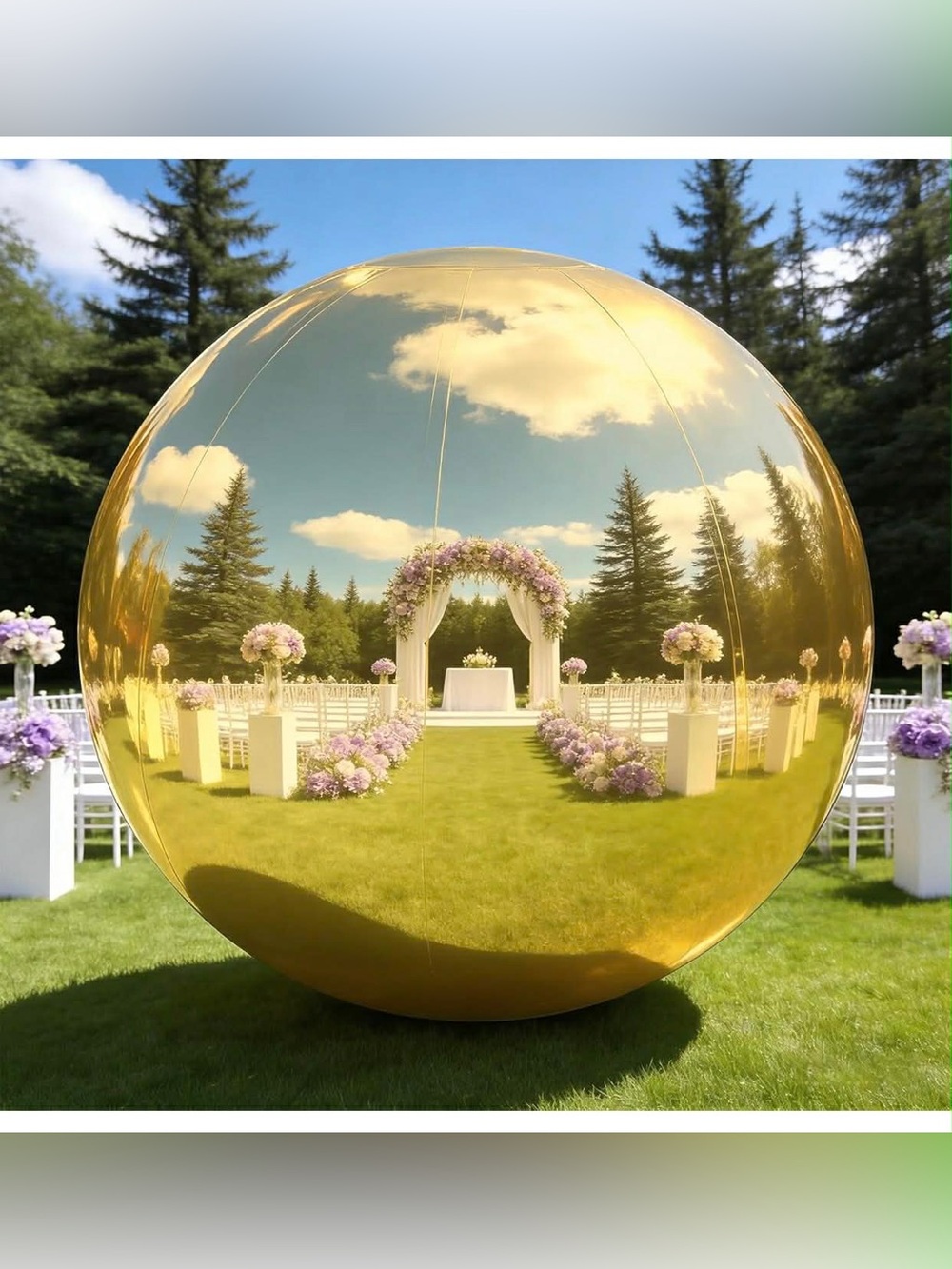 Inflatable Mirror Ball Gold, Reusable Large PVC Bubble Balloon 19.7in/0.5m